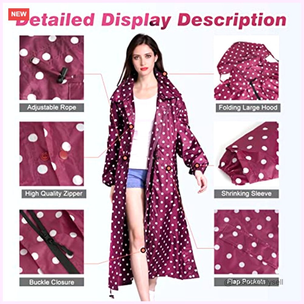 Lightweight Waterproof Raincoat Packable Hooded W… - image 4